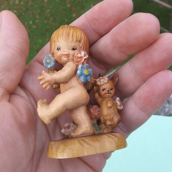 Vintage wood carving Anri Italy by artist Ferrandiz Nature's child with rabbit - Picture 13 of 16